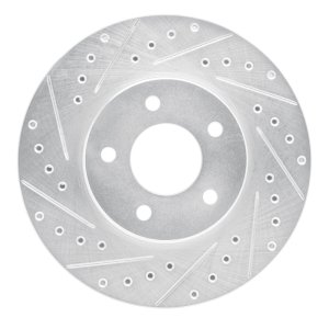 Buick Rendezvous Brake Rotor (1) - Front Left - R1 Concepts - Drilled & Slotted - Silver - `01-`07